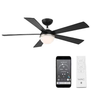 Eclipse 54 in. Integrated LED Indoor/Outdoor 5-Blade Smart Ceiling Fan Brushed Nickel/Matte Black with 3000K and Remote