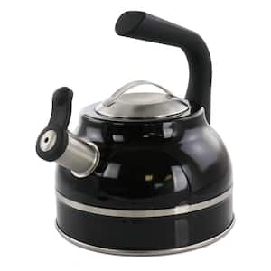 9.2-Cups Stainless Steel Whistling Tea Kettle in Black