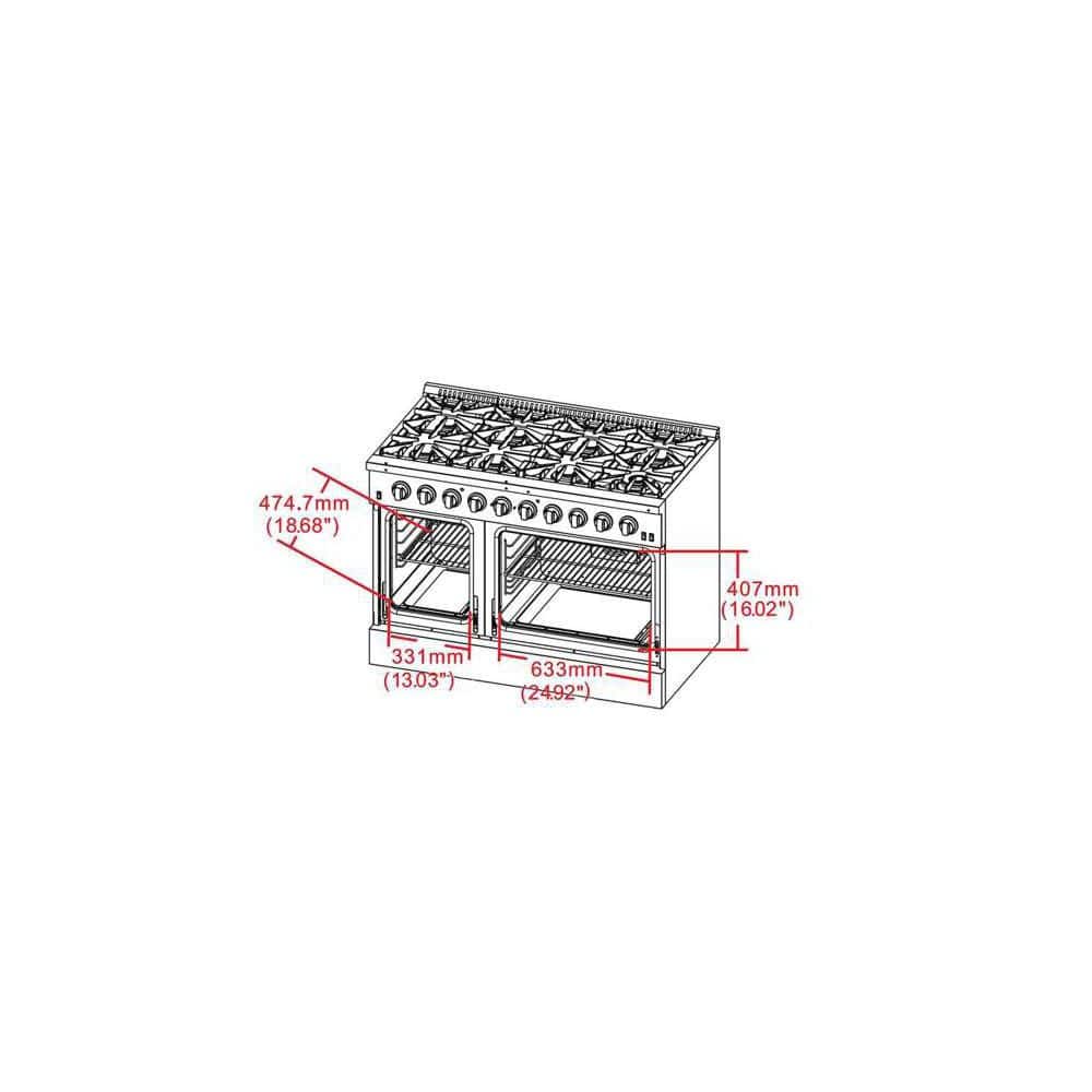 Galiano 48-inch Stainless Steel Dual-Fuel Range with Griddle