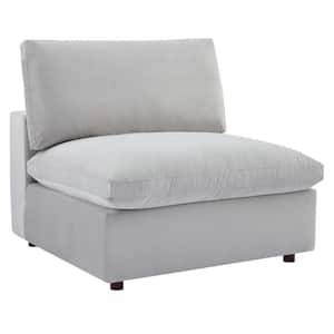 Commix 1-Piece Light Gray Velvet 1-Seat Armless Symmetrical Sectionals Chair