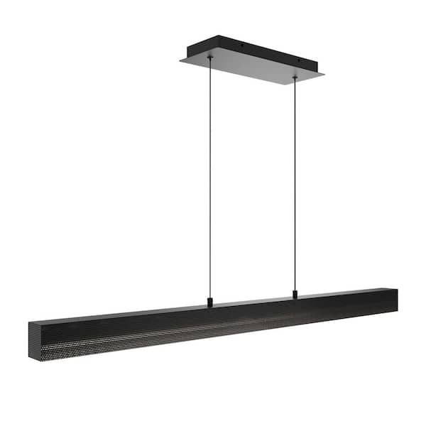 Grille 48 in. 1-Light Black Integrated LED Pendant Light Selectable 4CCT 2700K-3000K-3500K-4000K
