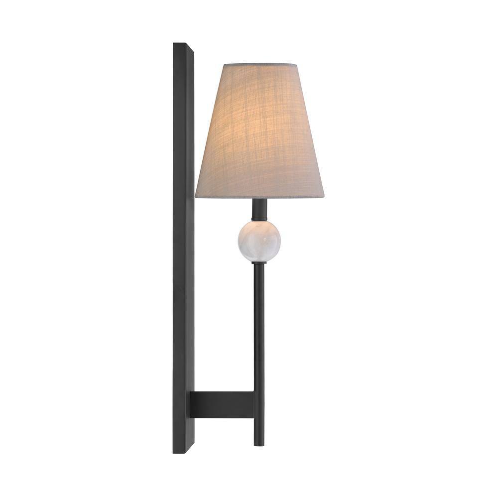 Matte Black and White Fabric Shade Wall Sconce