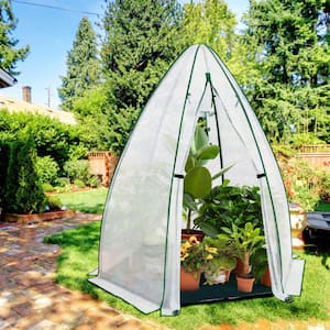 63 in. W x 63 in. D x 72 in. H Mini Hexagon Greenhouse with Bubble Film Cover, Zipper Door and Mesh Windows, Ground Mat