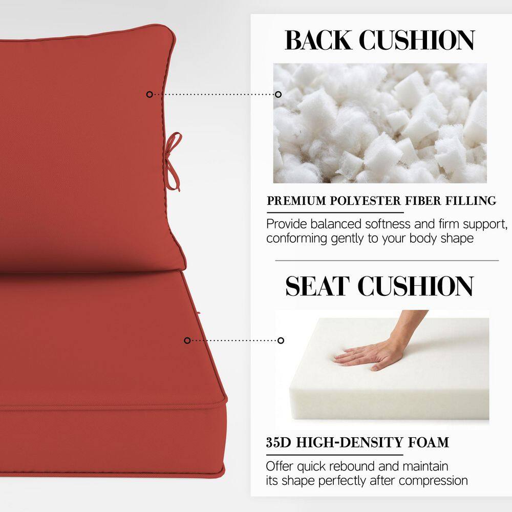 Detail view of back and seat cushion fillings.