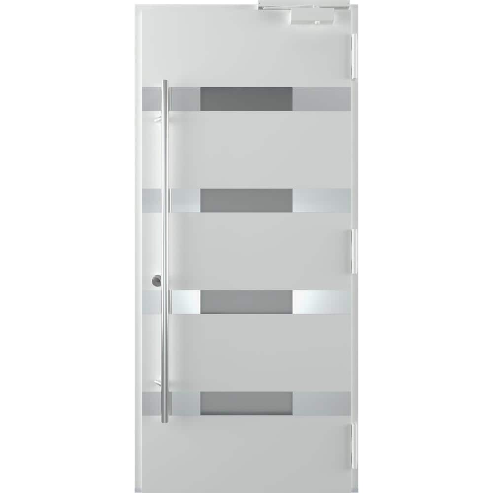 Aura Anthracite Zinc-Galvanized Steel Front Door with Frosted Glass