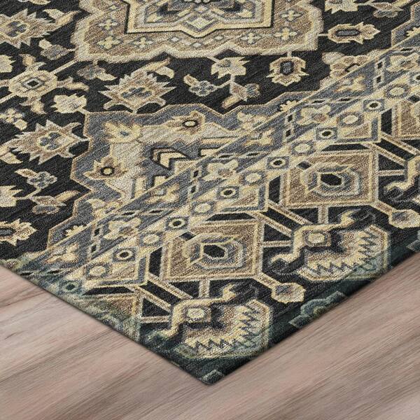 Chantille Machine Washable Indoor/Outdoor Abstract ACN3104 Black 2 ft. x 7 ft. Runner Rug