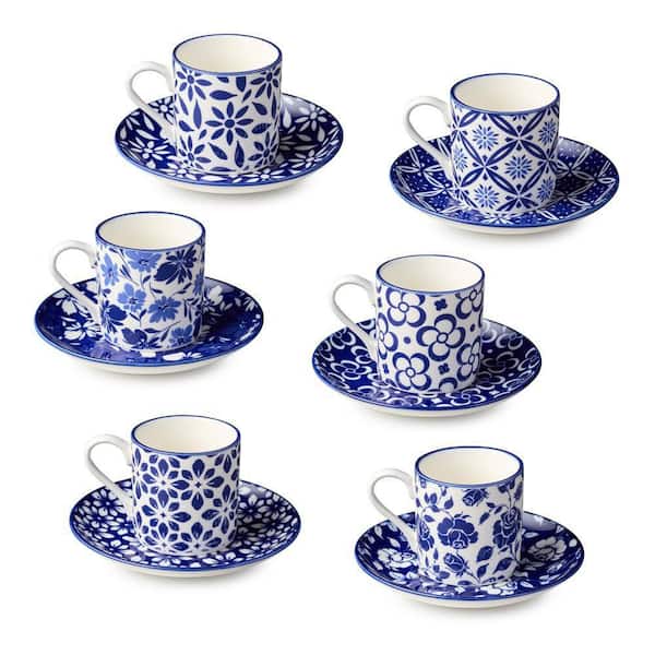 Madison 3.25 fl. oz. Blue Porcelain Espresso Mug (Set of 6)