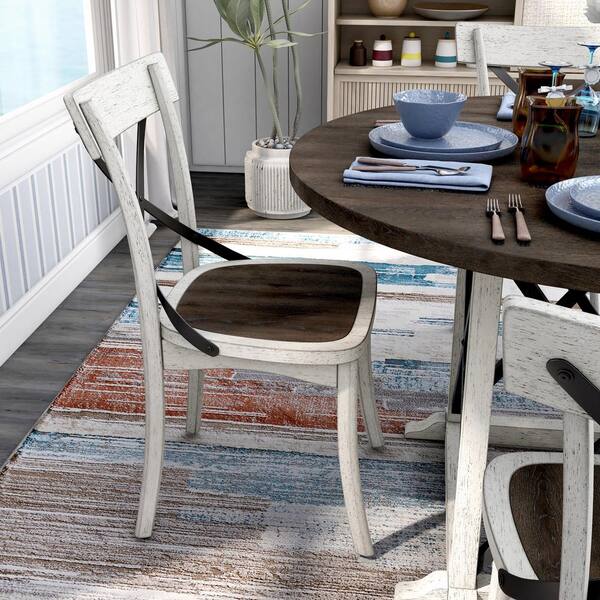 White kitchen table with store dark wood top