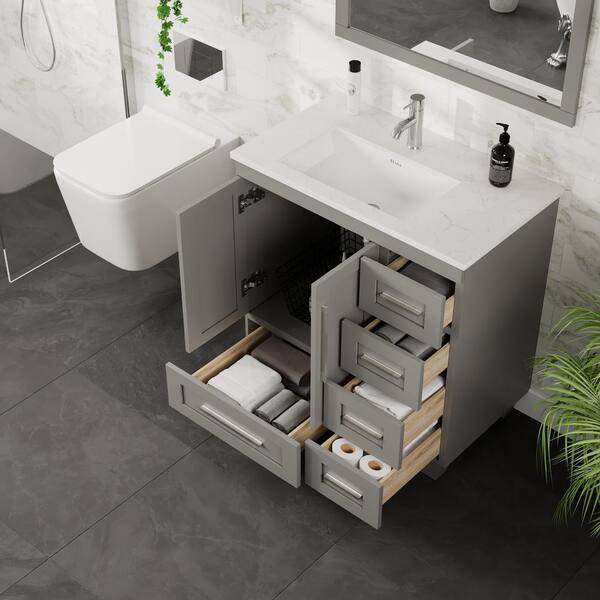 Loon 30.50 in. W x 22 in. D x 34 in. H Vanity in White with Carrera Marble Vanity Top in White with White Basin Loon 30.50 in. W x 22 in. D x 34 in. H Vanity in White with Carrera Marble Vanity Top in White with White Basin