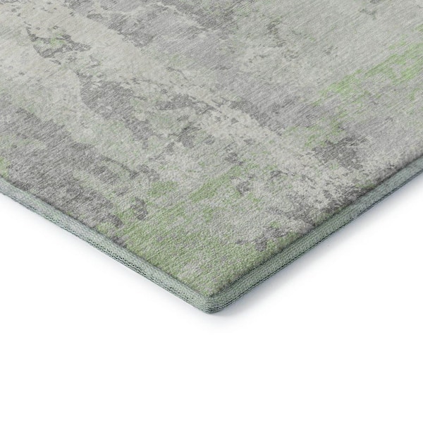 Mayfield Premium Machine Washable Abstract AMF1848 Aloe 5 ft. x 7 ft. 6 in. Area Rug