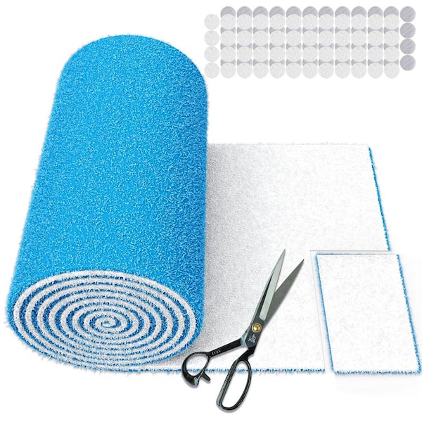 120" x 12" x 0.5" Blue Polyester Air Vent Filters, Vent Filters Kit for Home Floor With 48PCs Adhesive Hook Tape
