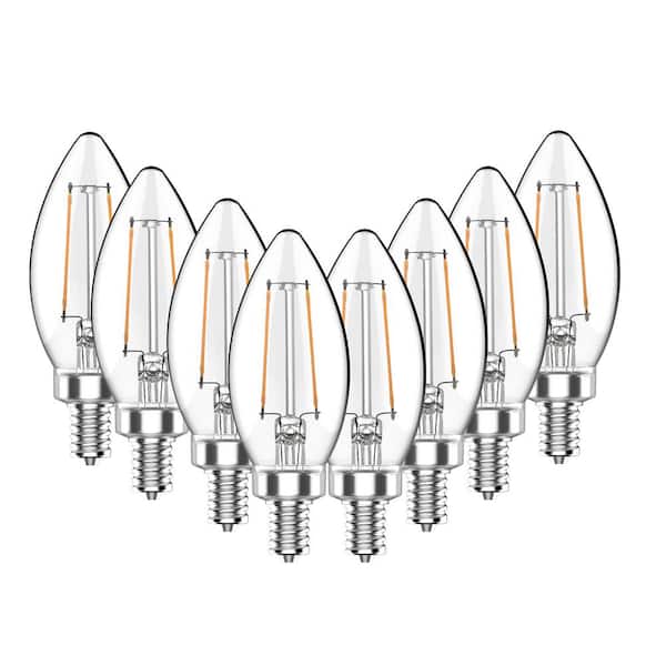 40-Watt Equivalent B11 Non-Dimmable Clear Glass Filament Vintage Edison LED Light Bulb Daylight 5000K (8-Pack)