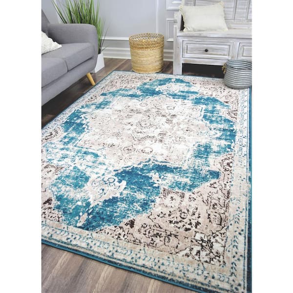 Freya Gray Modern Washable Area Rug, 5x7, Sold by at Home