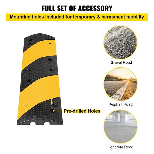 Rubber Cable Protector Ramp,Dual Channel Cable Holder Traffic Safety Speed Bump 
