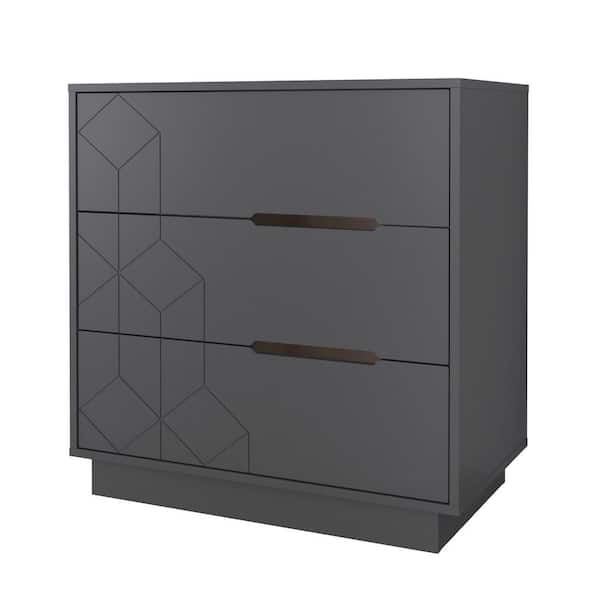 Nexera Ballet 3-Drawer Charcoal Grey Dresser 32 in. H x 31.25 in. W x 18 in. D