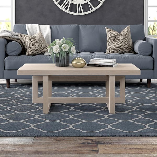 Meyer&Cross Breslow 47.25 in. Alder White Rectangle MDF Top Coffee Table