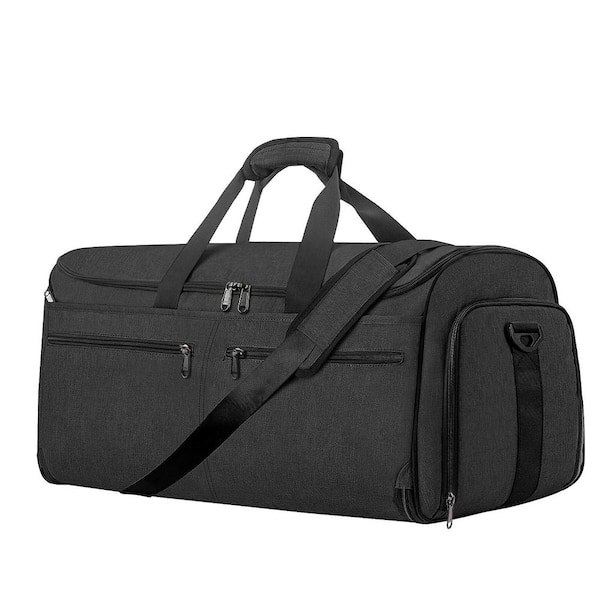 Midnight Grey Carry on Garment Bag, Convertible Travel Duffel Suit with Shoe Compartment, Detachable Shoulder Strap