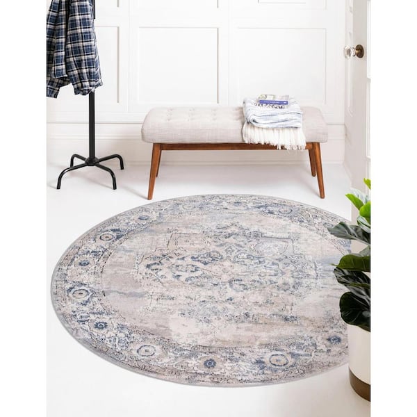 Portland Canby Ivory/Gray 5 ft. x 5 ft. Round Area Rug