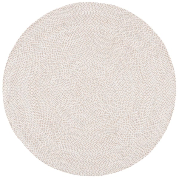 SAFAVIEH Braided Ivory/Beige 10 ft. x 10 ft. Round Solid Area Rug