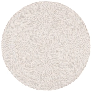 Braided Ivory/Beige 8 ft. x 8 ft. Round Solid Area Rug