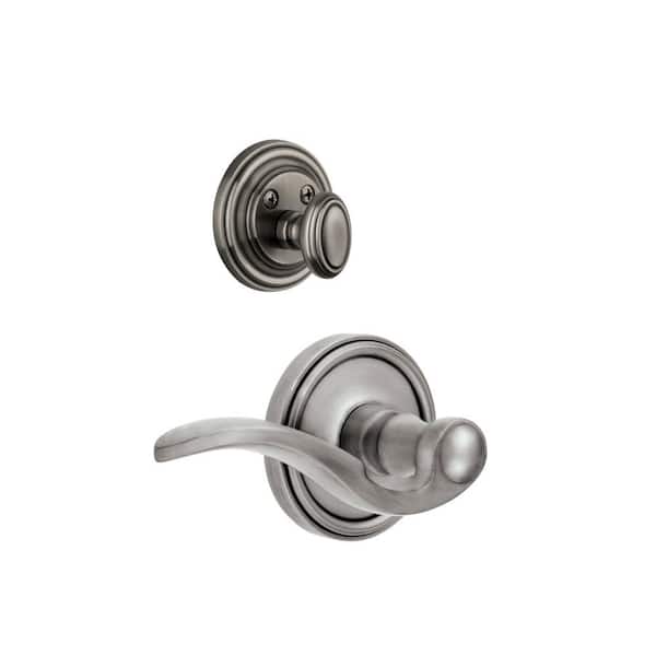 Grandeur Georgetown Single Cylinder Antique Pewter Combo Pack Keyed Alike with Right Handed Bellagio Lever and Matching Deadbolt