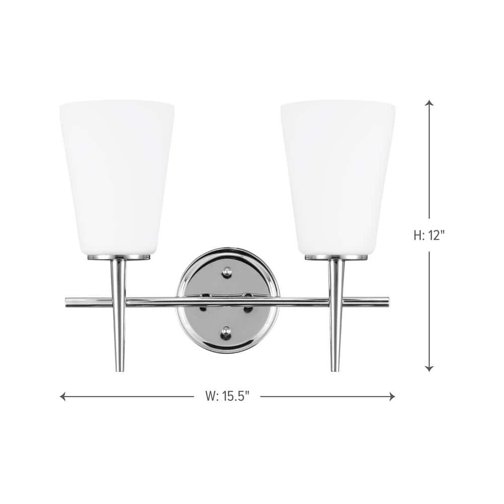 Sleek Chrome Dual Light Vanity with Etched Opal Shades