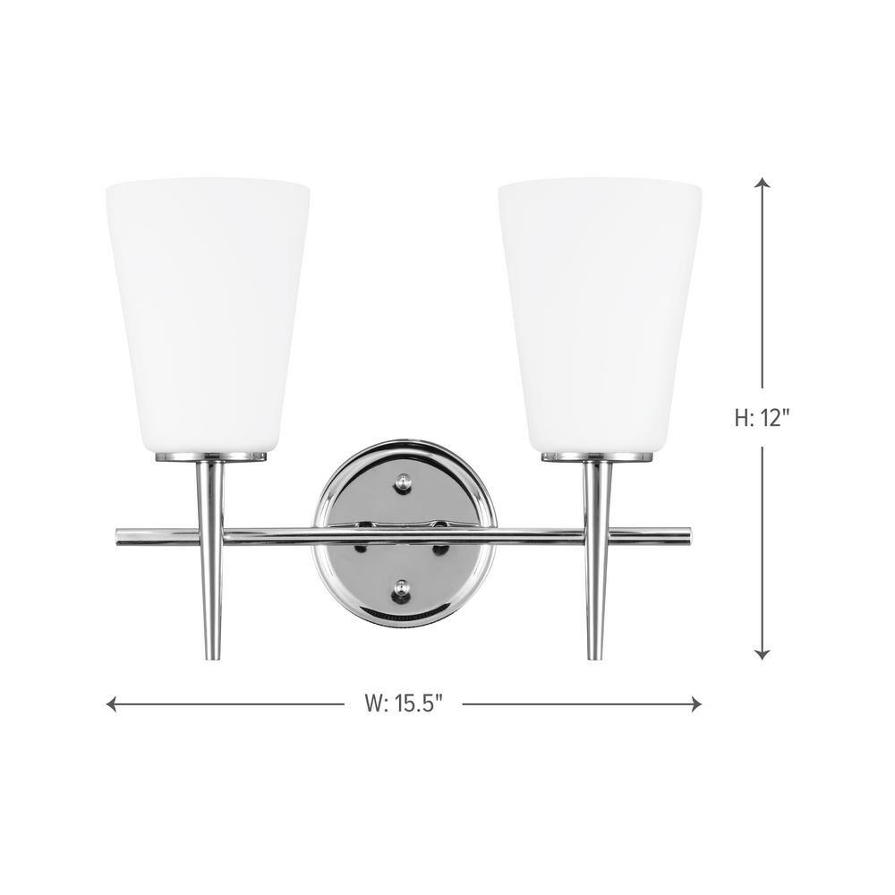 Chrome 2-Light LED Bathroom Vanity Fixture with Opal Glass Shade
