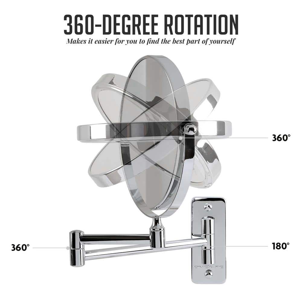 Polished Chrome Dual-Sided 7X Magnifying Wall Mirror