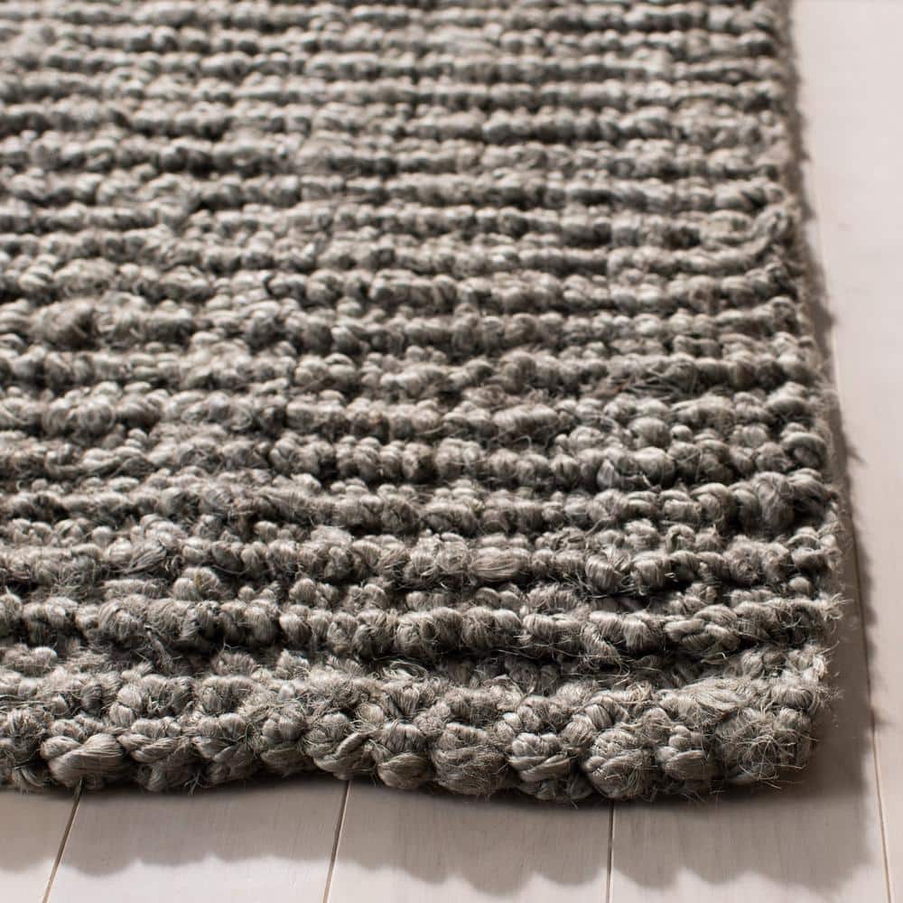 Handwoven Light Gray Rectangular Wool-Cotton Blend Area Rug