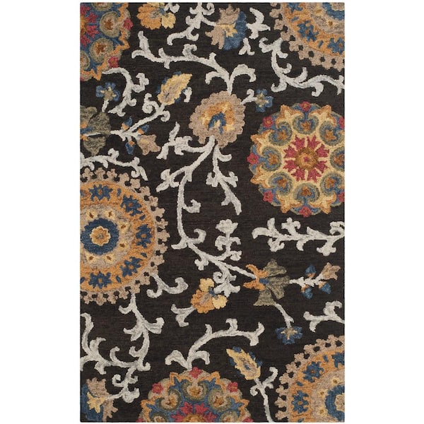 Blossom Charcoal/Multi 6 ft. x 9 ft. Floral Area Rug