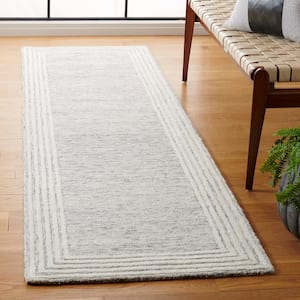 Abstract Gray/Ivory 2 ft. x 8 ft. Border Marle Runner Rug