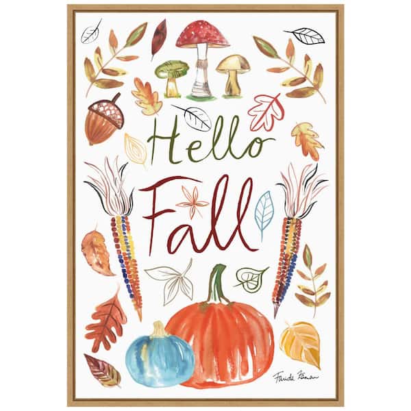 Amanti Art 16 in. W x 23.25 in. H Hello Fall I Fall/Thanksgiving Framed Canvas Box Wall Art
