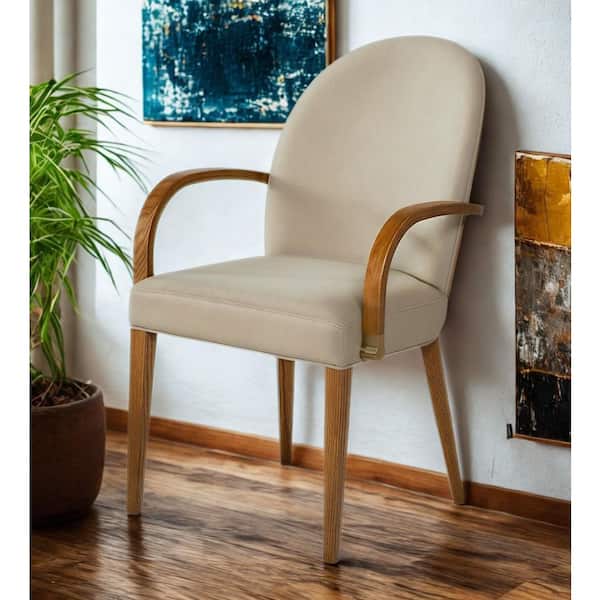 Rexford Taupe and Walnut Dining Armchair