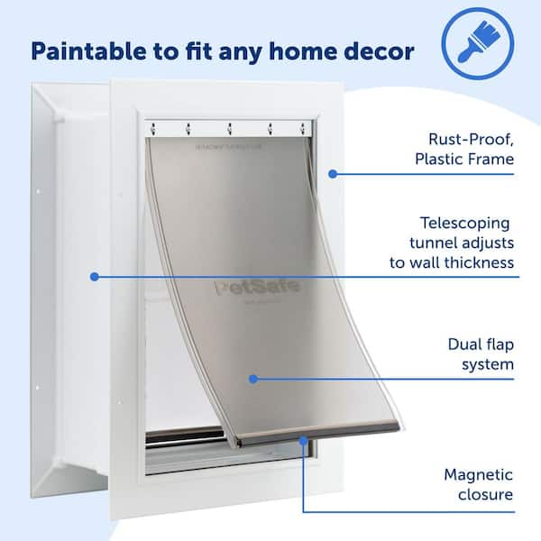 PetSafe 10-3/8 in. x 15-3/8 in. Large Wall Entry White Plastic Pet