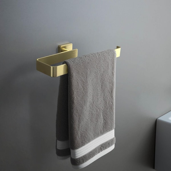 Bathroom Accessories 9.7 in. Wall Mounted Towel Bar in Brushed Gold