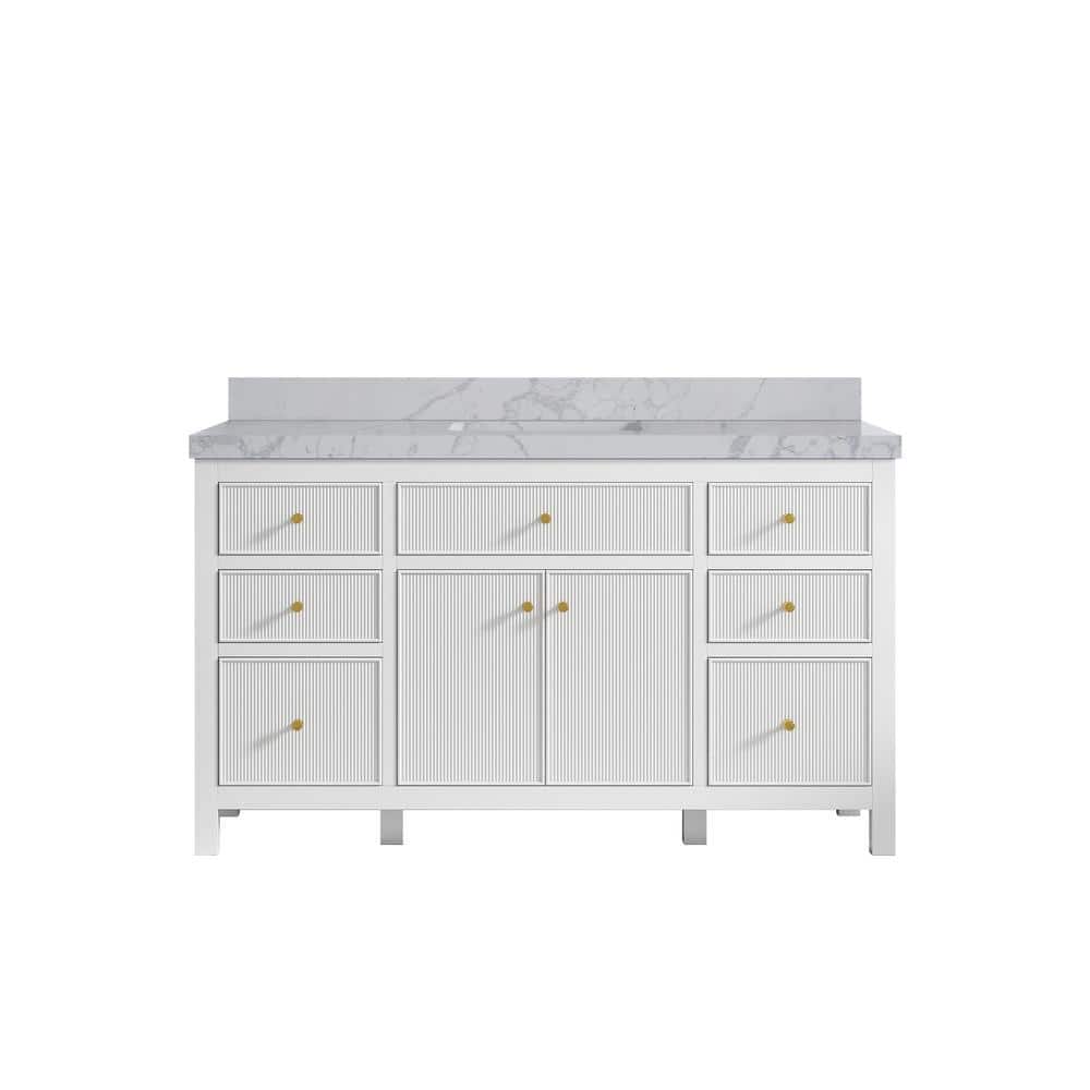 Sonoma 60 in. W x 22 in. D x 36 in. H Single Sink Bath Vanity in White with 2 in. Venation Qt. Top price history on PriceWatchPro