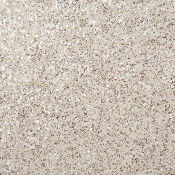 Shoal Fishscale Cream Pearl 9.4 in. x 11.33 in. Polished Terrazzo Floor and Wall Mosaic Tile (0.74 Sq. Ft./Each)
