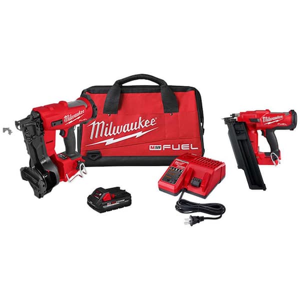 M18 FUEL 18-Volt Lithium-Ion Brushless Cordless Coil Roofing Nailer Kit w/ (1) 3.0 Ah Battery & 21-Degree Framing Nailer