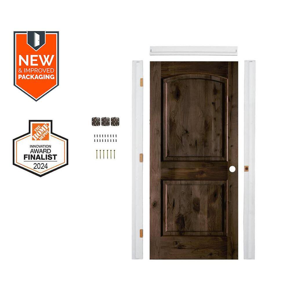 32in.x80in. Arch Top Knotty Alder Left-Hand Black Stain Single Assembly Required Interior Door Kit w/Quick Assemble Jamb price history on PriceWatchPro
