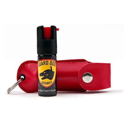 Pepper Spray in Keychain Leather Holster, Red