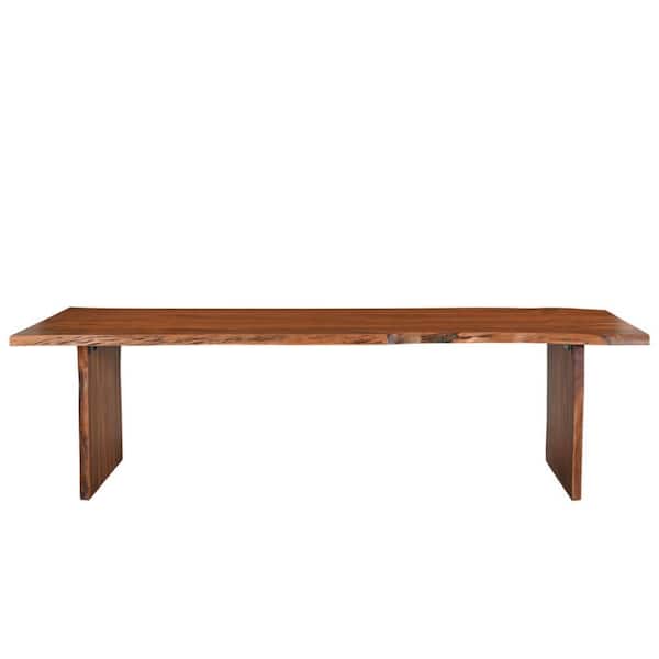 HomeRoots Brown Solid Wood 72 in. Double Pedestal Dining Table Seats 6
