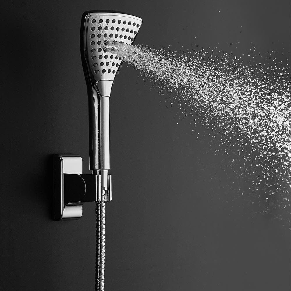 Chrome Wall Mounted Dual Shower Heads with Handheld Pulse