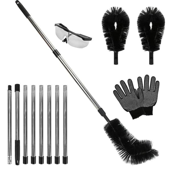 138 in. Extendable Scrub Brush with 2 Angled Brushes Anti-slip Gloves Goggles