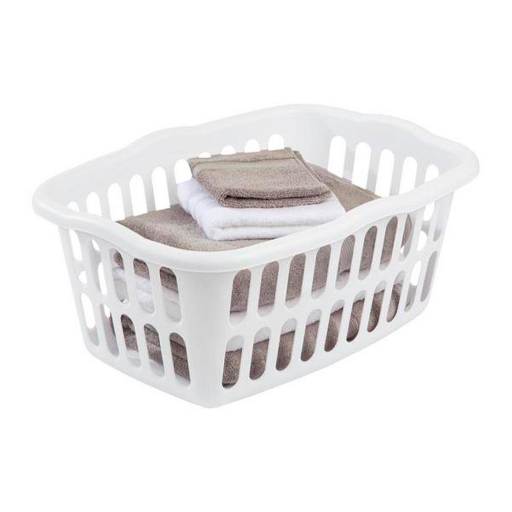 White Stackable Plastic Laundry Baskets, 12-Pack, 1.5 Bushel