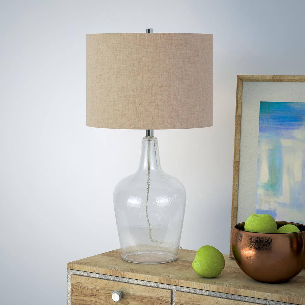 Malva 26" Polished Nickel Table Lamp with Seeded Glass Shade