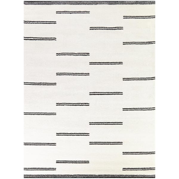 Ferrara Charcoal 8 ft. x 10 ft. Striped Area Rug