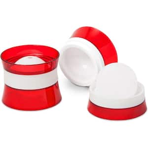 Set of 2 Stackable Ice Sphere Molds, 2.5 in. Ball Maker for Colder Drinks, Less Dilution, Leak-Free, Easy-Release, Red