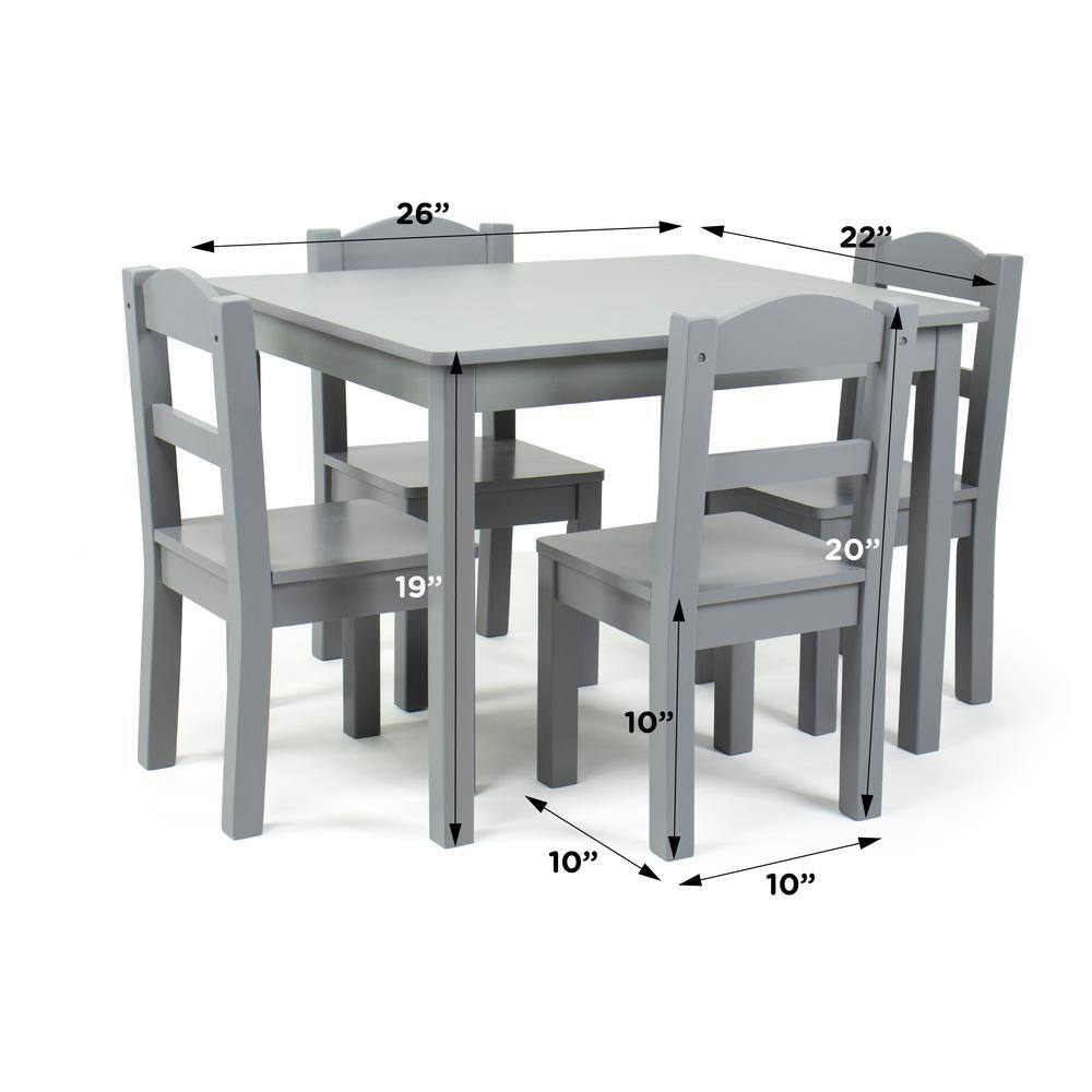 Gray Engineered Wood Kids Table and 4 Chairs Set