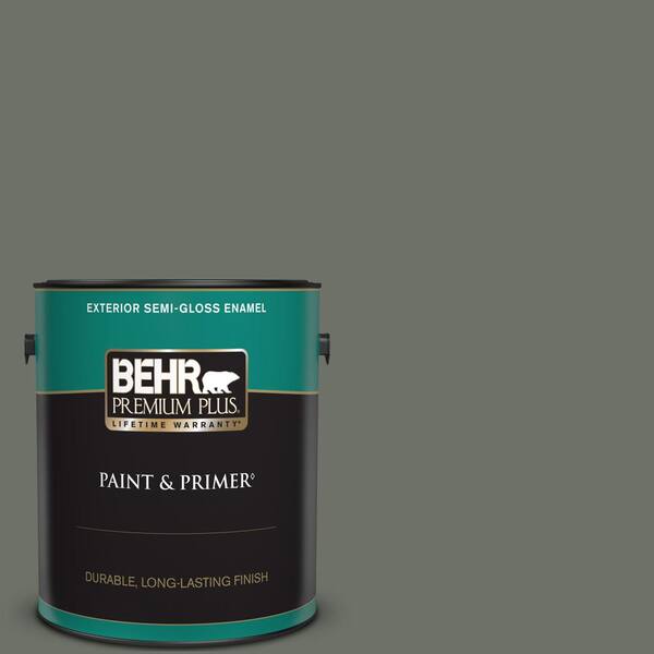 BEHR PREMIUM PLUS 1 gal. #ECC-41-3 Laurel Oak Semi-Gloss Enamel Exterior Paint & Primer