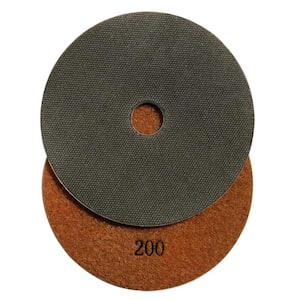 5 in. Electroplated Diamond Grinding and Polishing Pads for Concrete, Stone or Masonry, Wet or Dry, #200/220 Grit